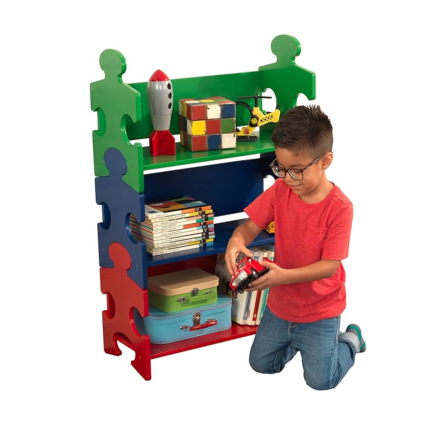 KidKraft 木製パズルピース本棚 3つの棚付き プライマリー Amazon.co.jp: KidKraft 木製パズルピース本棚 3つの棚付き